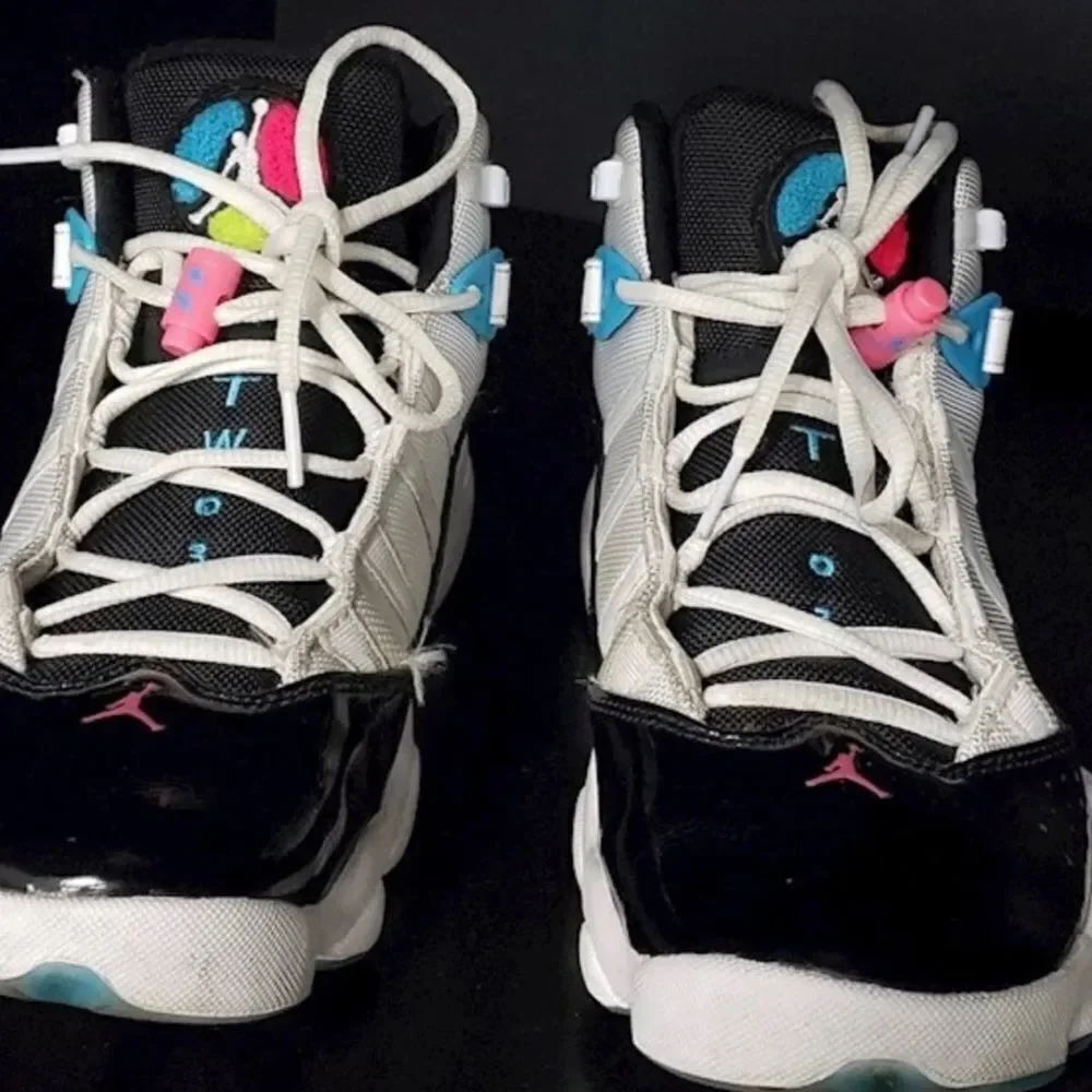 Nike Jordan 6 Rings Patent White Black Pink SOUTHBEACH Miami CK0017-100 Sz 9.